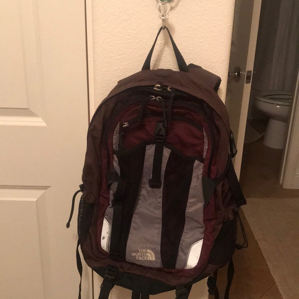 North Face plum/burgundy backpack